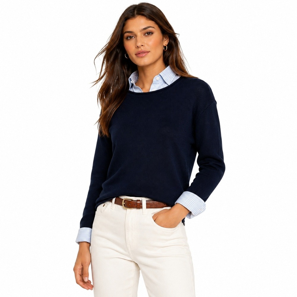 Stitches & Stripes Navy Blue Cotton Blend Crewneck‎ Sweater XXL NWOT